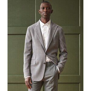 TODD SNYDER Charcoal Grey Italian Wool Hopsack Peak Lapel Sport Coat, Size 44R